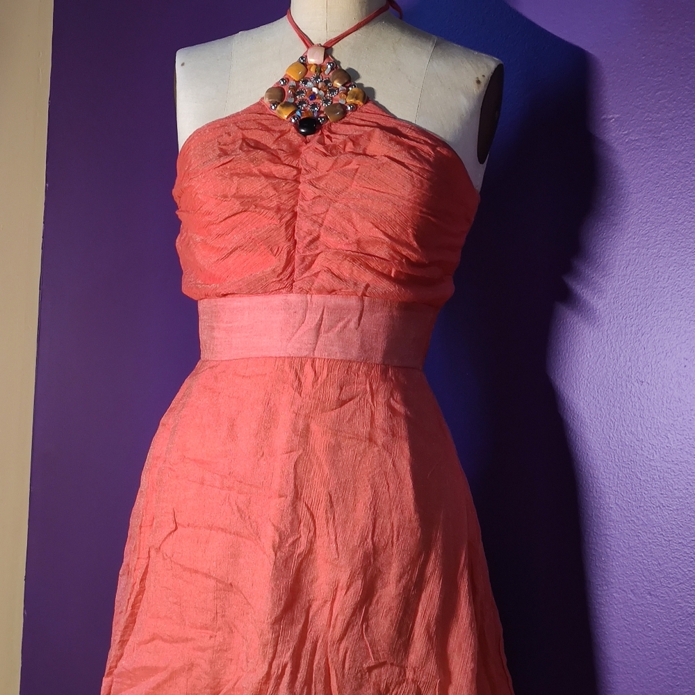 Salmon Halter Dress